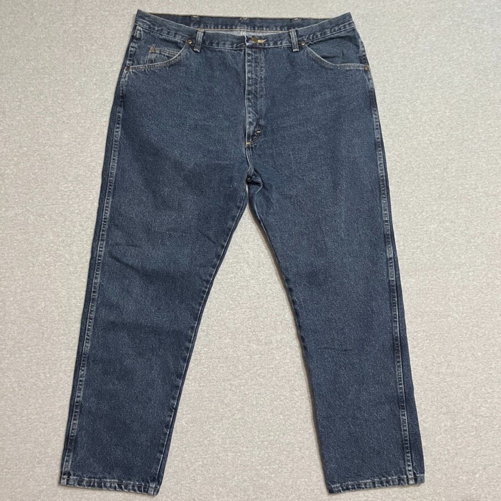 Wrangler Jeans Mens 42X30 Blue Rugged Wear Straight Workwear Denim